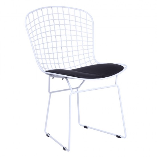 Fine Mod Imports White Wire Side Chair, Black