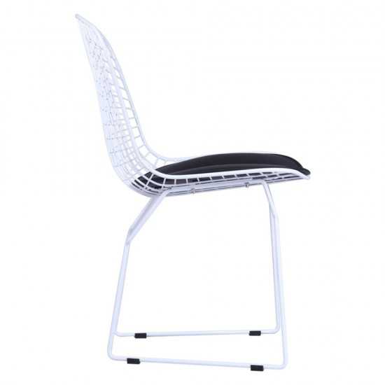 Fine Mod Imports White Wire Side Chair, Black