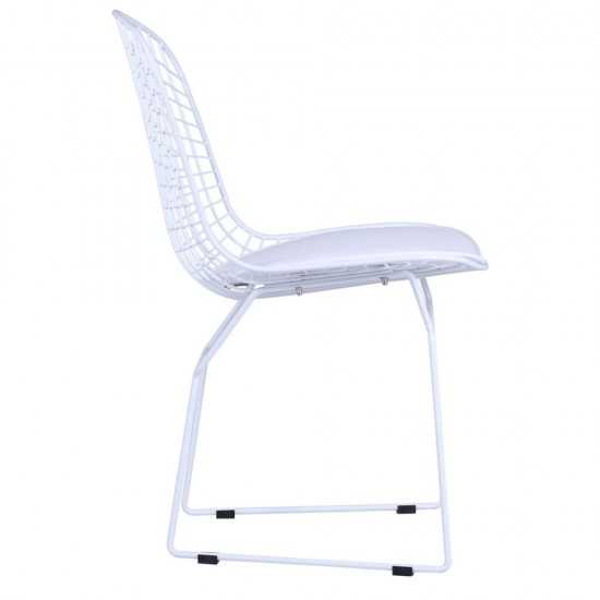 Fine Mod Imports White Wire Side Chair, White