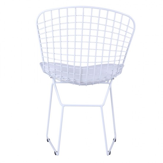 Fine Mod Imports White Wire Side Chair, White