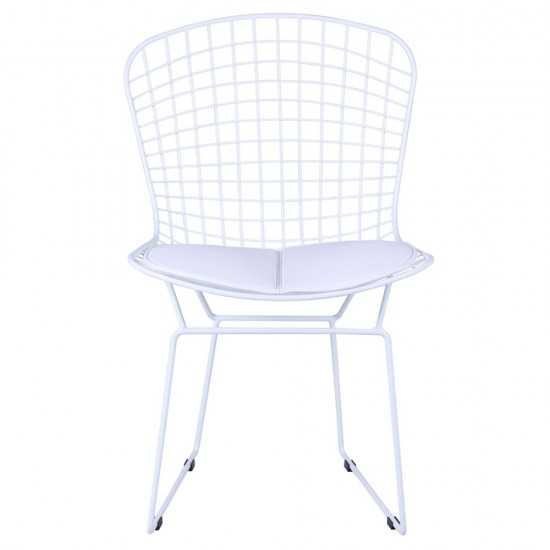 Fine Mod Imports White Wire Side Chair, White