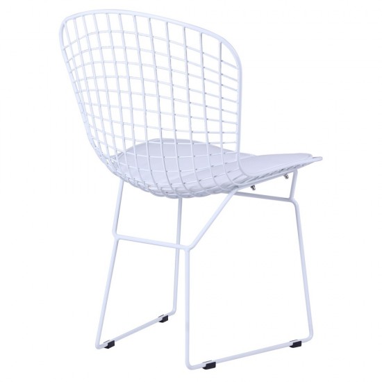 Fine Mod Imports White Wire Side Chair, White