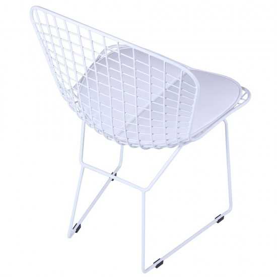 Fine Mod Imports White Wire Side Chair, White