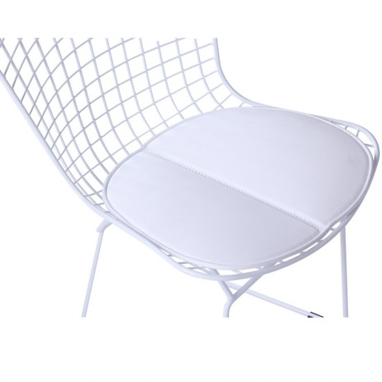 Fine Mod Imports White Wire Side Chair, White