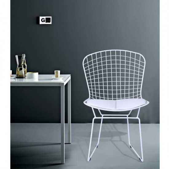 Fine Mod Imports White Wire Side Chair, White