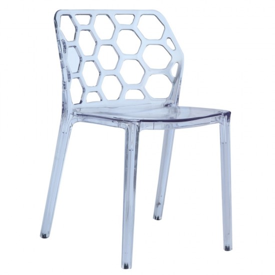 Fine Mod Imports Honeycomb Dining Chair, Clear