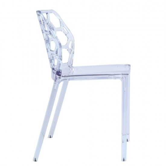 Fine Mod Imports Honeycomb Dining Chair, Clear