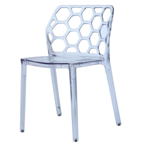 Fine Mod Imports Honeycomb Dining Chair, Clear