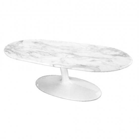 Fine Mod Imports Squaval Marble Coffee Table, White