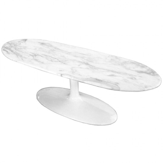 Fine Mod Imports Squaval Marble Coffee Table, White