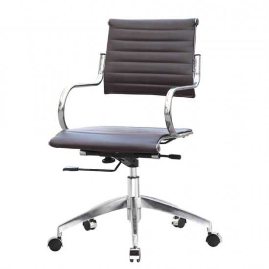 Fine Mod Imports Flees Office Chair Mid Back, Dark Brown