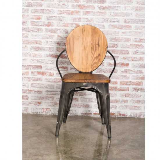 Fine Mod Imports Metal Dining Chair, Walnut