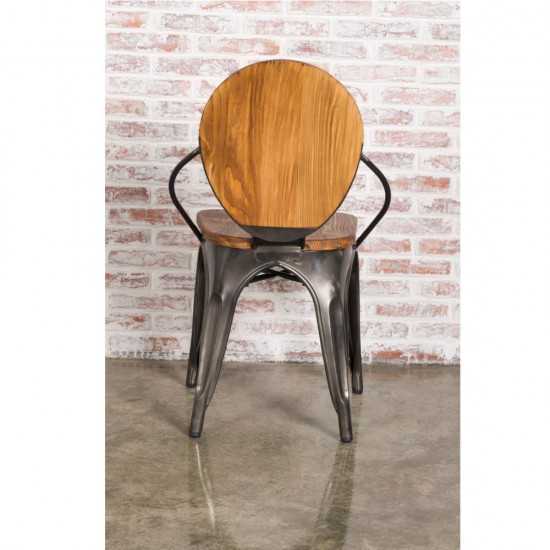 Fine Mod Imports Metal Dining Chair, Walnut