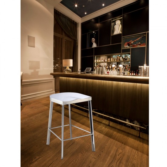 Fine Mod Imports Swiss Polished Bar Chair, Silver