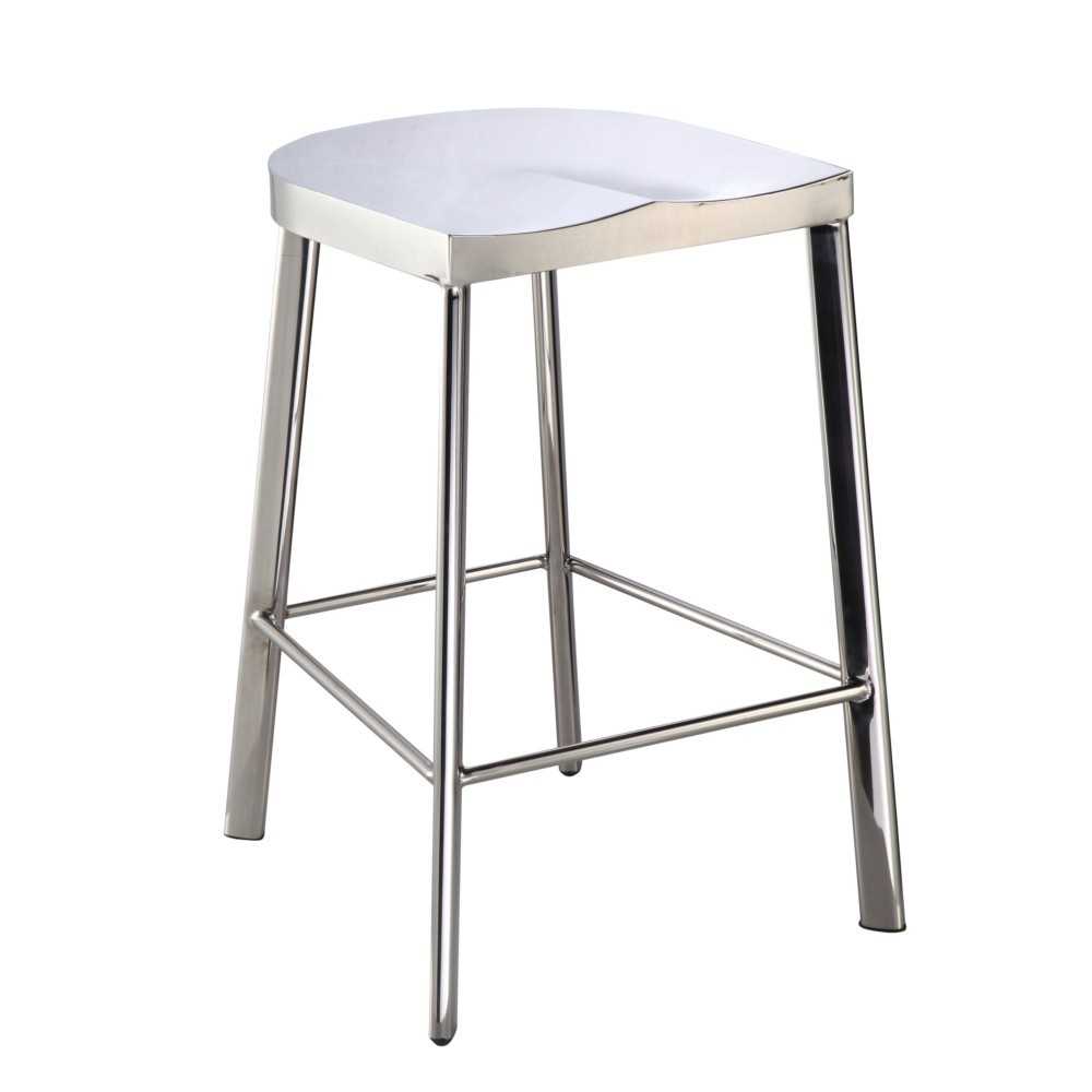 Fine Mod Imports Swiss Polished Counter Stool, Silver