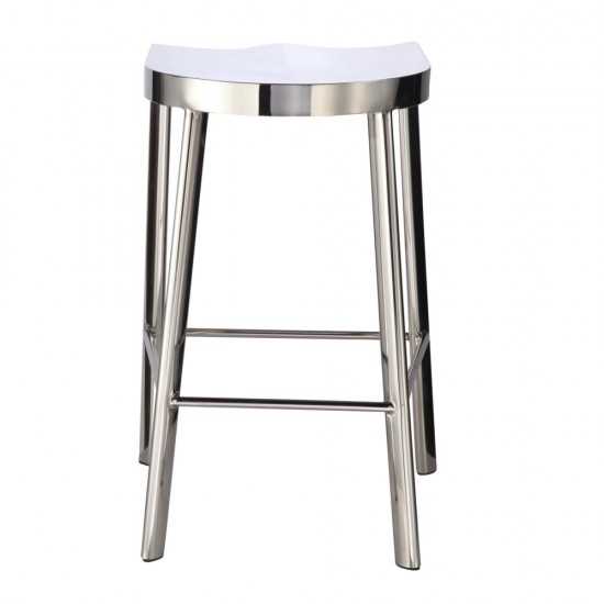 Fine Mod Imports Swiss Polished Counter Stool, Silver