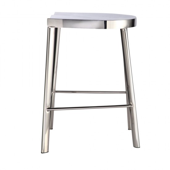 Fine Mod Imports Swiss Polished Counter Stool, Silver