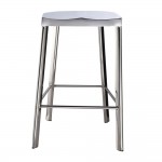 Fine Mod Imports Swiss Polished Counter Stool, Silver