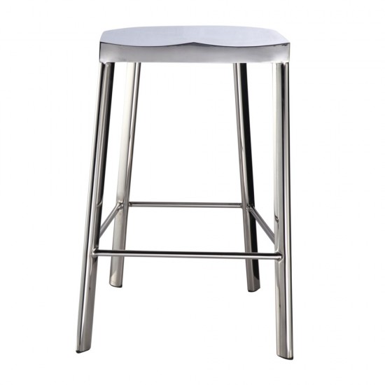 Fine Mod Imports Swiss Polished Counter Stool, Silver