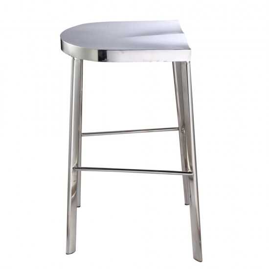 Fine Mod Imports Swiss Polished Bar Stool, Silver