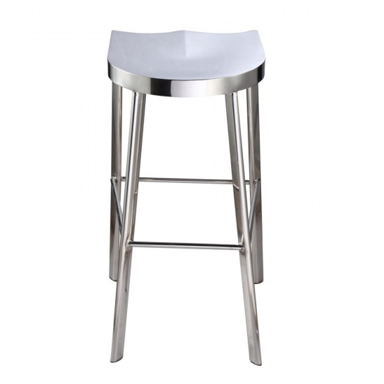 Fine Mod Imports Swiss Polished Bar Stool, Silver