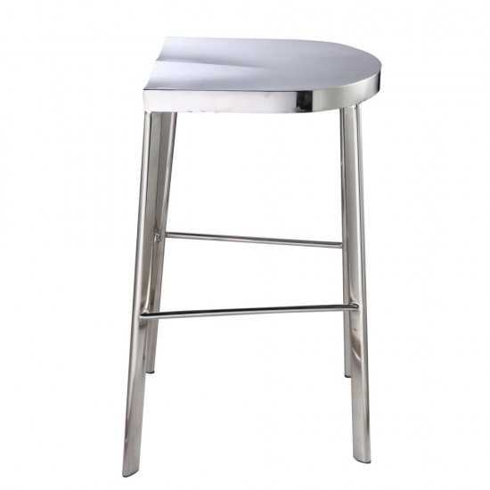 Fine Mod Imports Swiss Polished Bar Stool, Silver