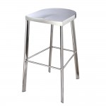 Fine Mod Imports Swiss Polished Bar Stool, Silver