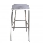 Fine Mod Imports Swiss Polished Bar Stool, Silver