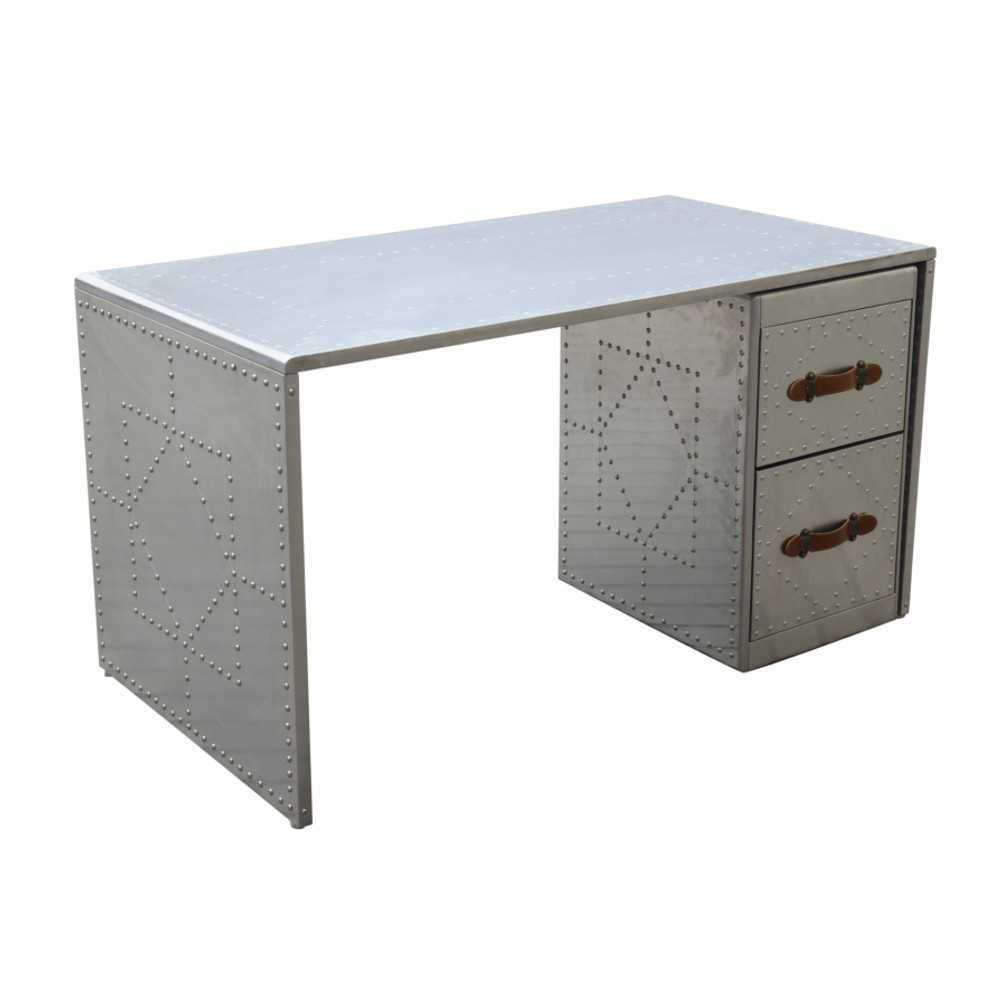 Fine Mod Imports Riveted Desk, Silver