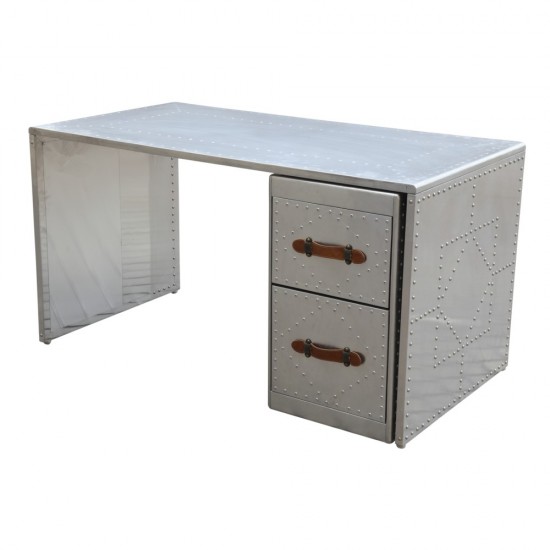 Fine Mod Imports Riveted Desk, Silver