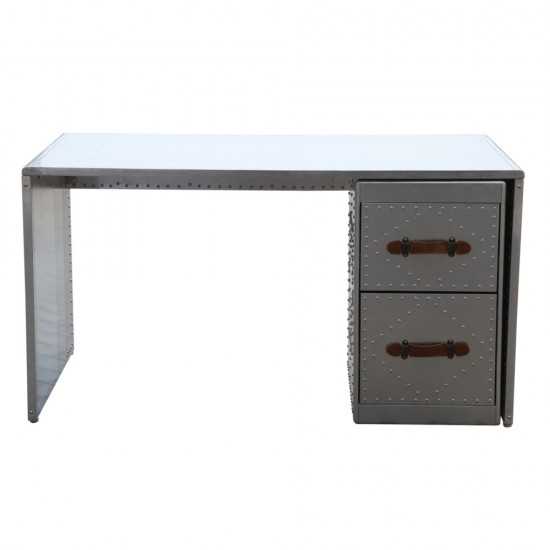 Fine Mod Imports Riveted Desk, Silver