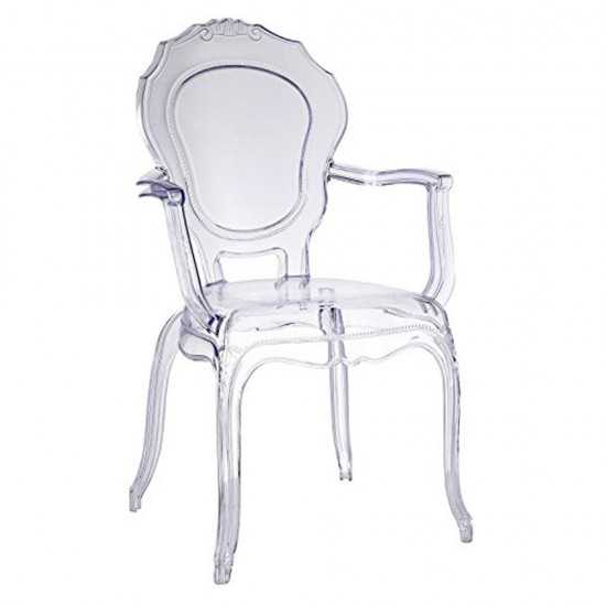 Fine Mod Imports Traditional Dining Chair with Arms, Clear