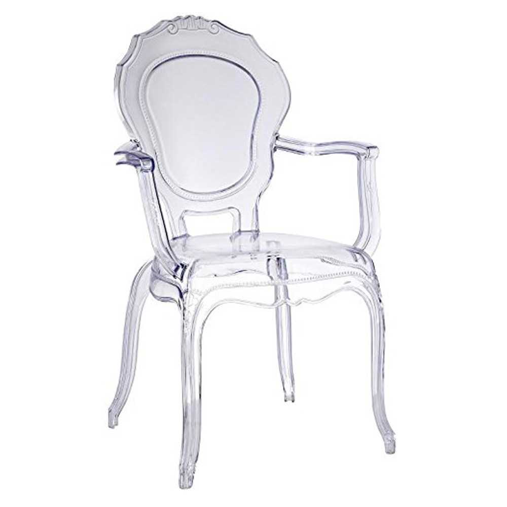 Fine Mod Imports Traditional Dining Chair with Arms, Clear