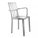 Fine Mod Imports Eve Steel Dining Arm Chair, Silver