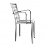 Fine Mod Imports Eve Steel Dining Arm Chair, Silver