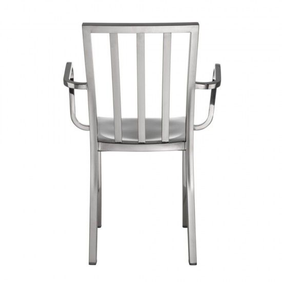 Fine Mod Imports Eve Steel Dining Arm Chair, Silver