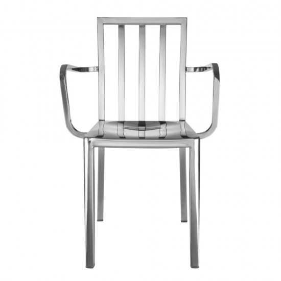 Fine Mod Imports Eve Steel Dining Arm Chair, Silver