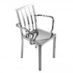 Fine Mod Imports Eve Steel Dining Arm Chair, Silver