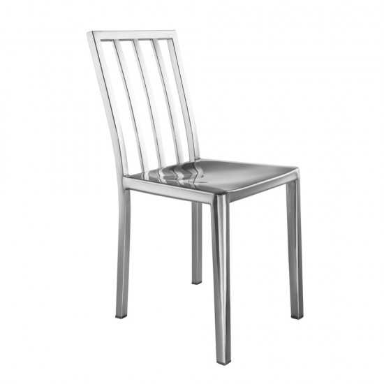 Fine Mod Imports Eve Steel Dining Side Chair, Silver