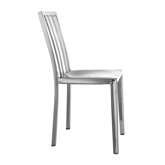 Fine Mod Imports Eve Steel Dining Side Chair, Silver