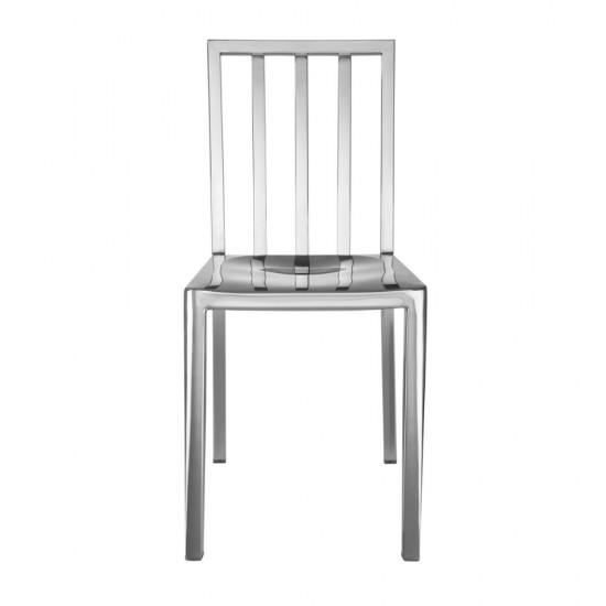 Fine Mod Imports Eve Steel Dining Side Chair, Silver