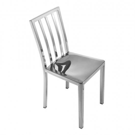 Fine Mod Imports Eve Steel Dining Side Chair, Silver