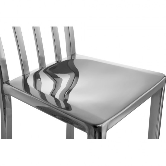 Fine Mod Imports Eve Steel Dining Side Chair, Silver