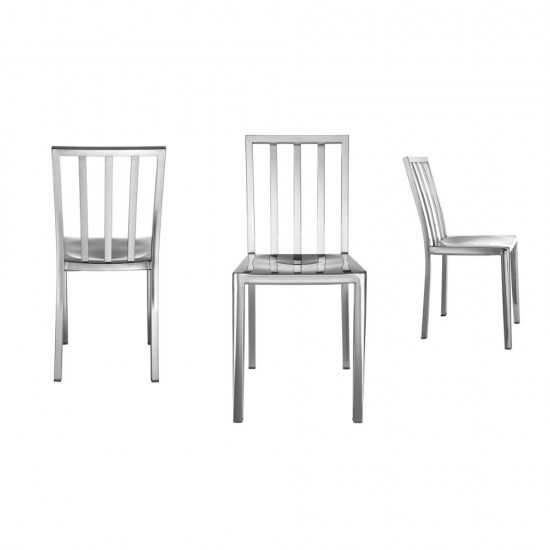 Fine Mod Imports Eve Steel Dining Side Chair, Silver