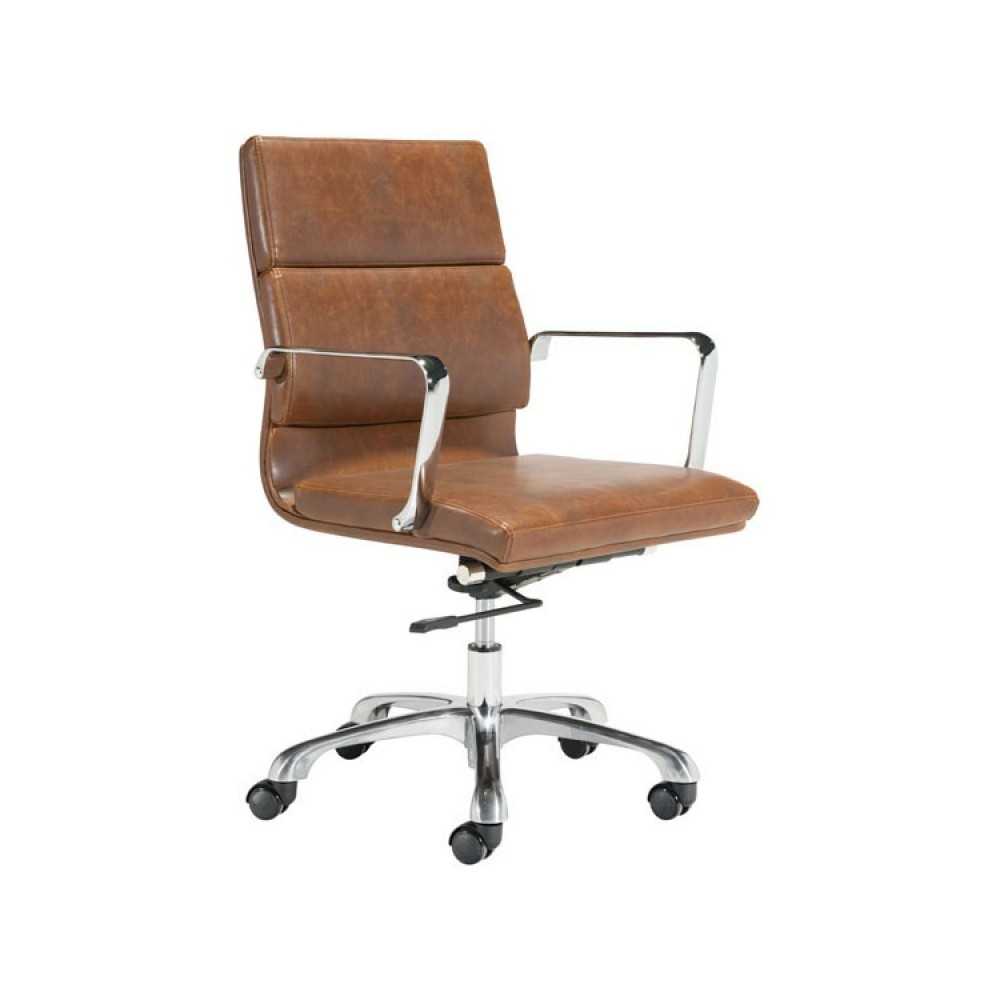 Fine Mod Imports Soft Pad Office Chair Mid Back, Brown