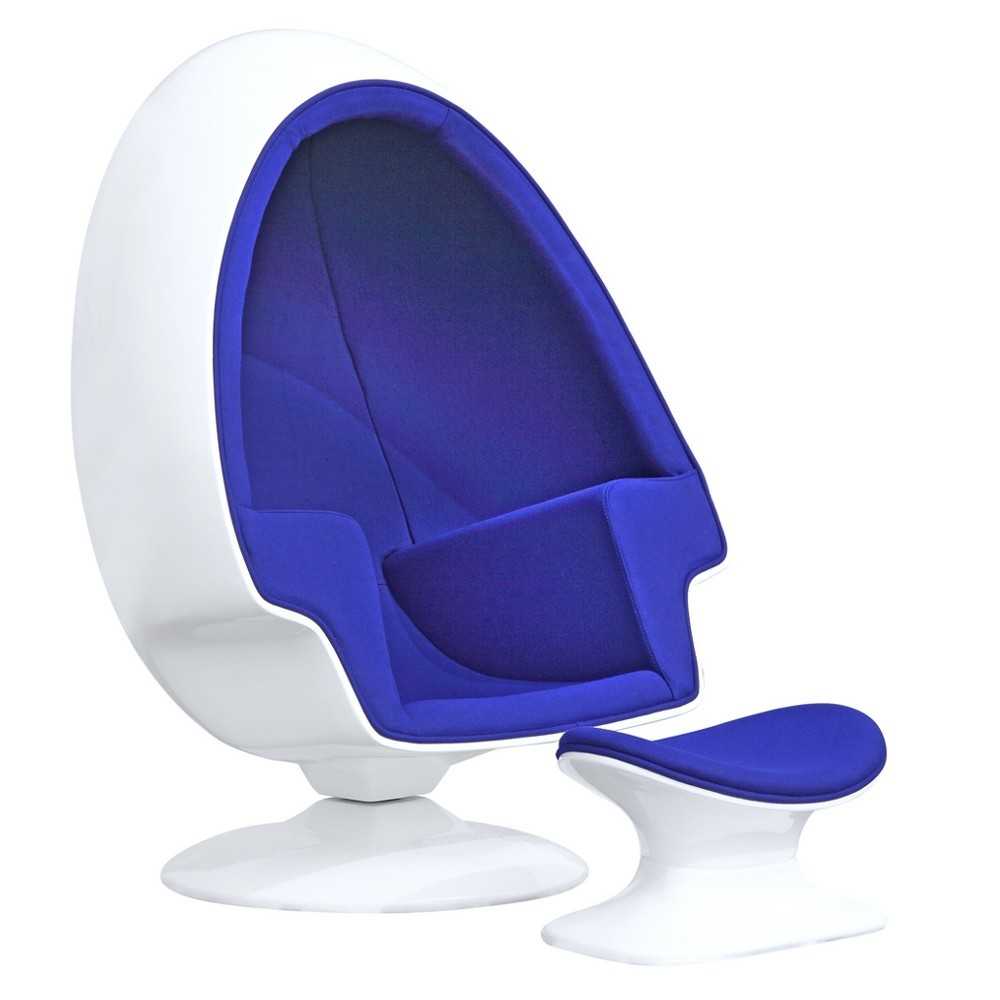 Fine Mod Imports Alpha Egg Chair and Ottoman, Blue