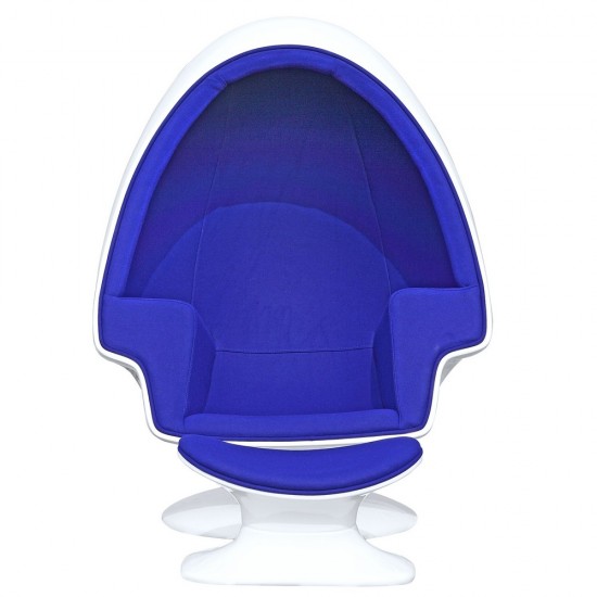 Fine Mod Imports Alpha Egg Chair and Ottoman, Blue