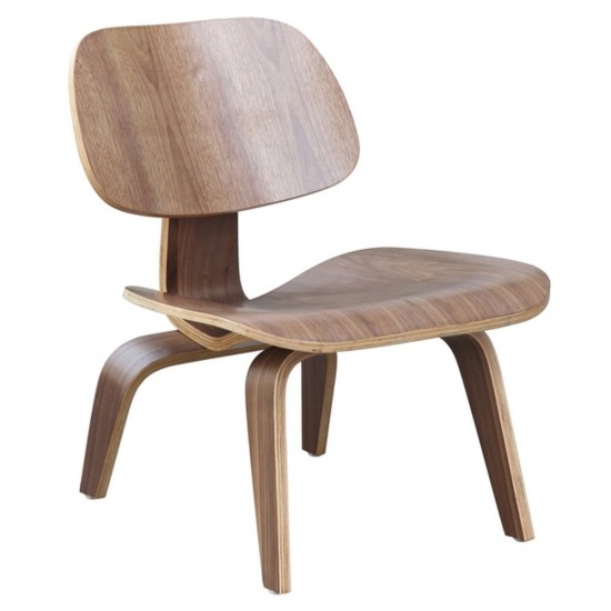Fine Mod Imports Plywood Lounge Chair, Walnut