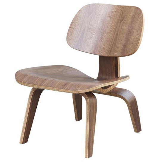 Fine Mod Imports Plywood Lounge Chair, Walnut