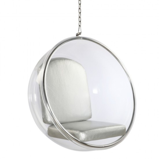 Fine Mod Imports Bubble Hanging Chair, Silver